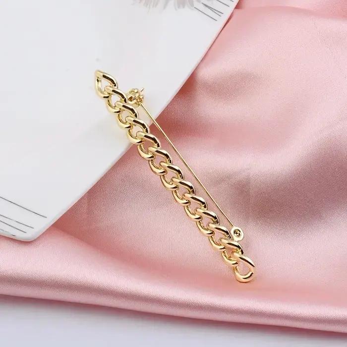 Broche Chaîne Vide Couleur Or Bijou Mode Accessoire Vêtement Mariage Occasion Spéciale Polyvalente Geométrique Unisexe