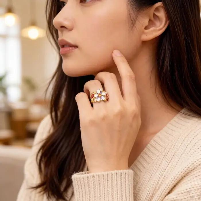 Bague à fleurs colorées