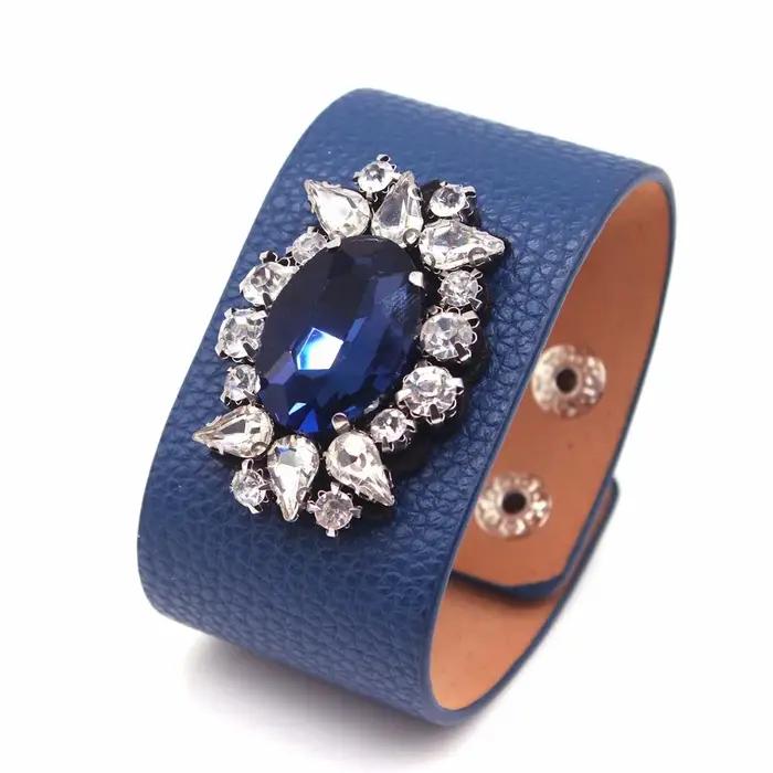 TOTABC nouveau Bracelet en cuir à breloques strass contracté et généreux bijoux de mode