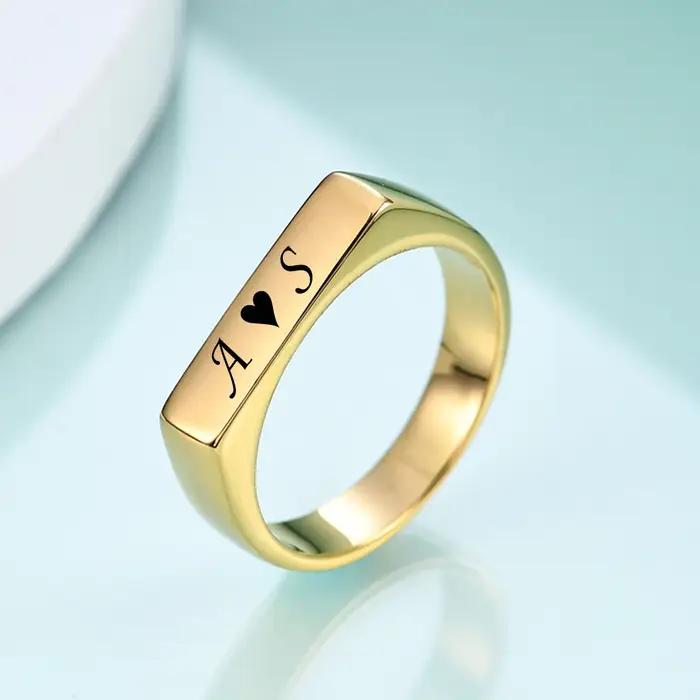 Anneaux personnalisés gravés avec votre nom texte Signature écriture manuscrite femmes filles bague en titane en acier inoxydable