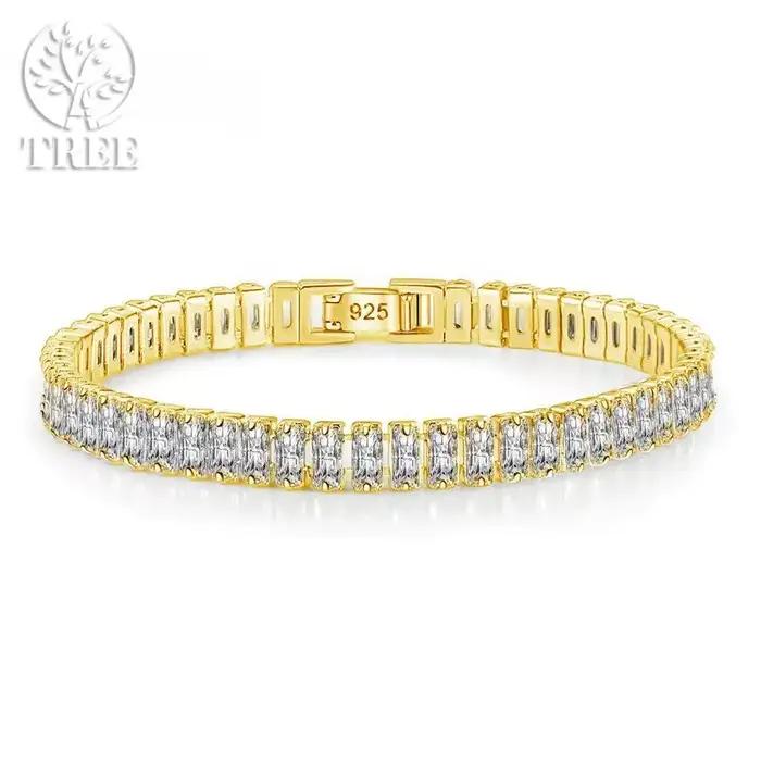 Bracelet en argent sterling 925 serti de zirconium géométrique moderne pour femmes engagement occasions spéciales