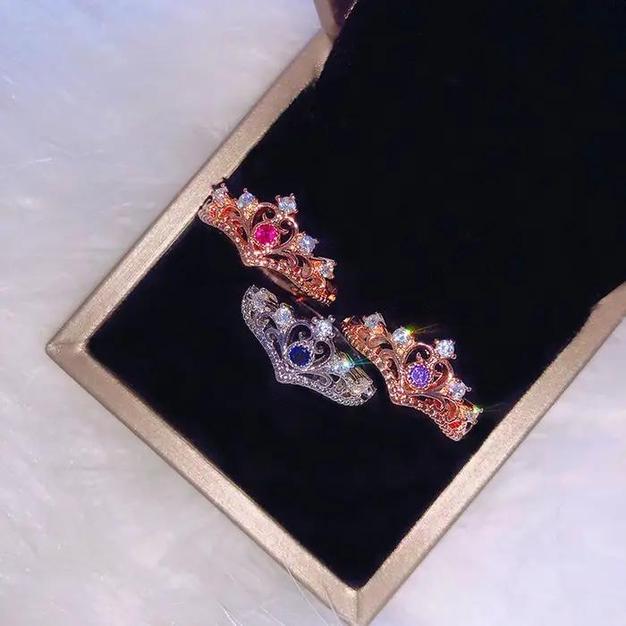 Bagues couronne de princesse pour adolescentes et femmes
