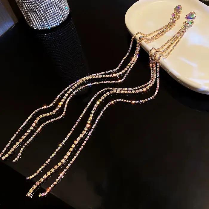 Boucles d'oreilles géométriques colorées en strass DREJEW pour femmes