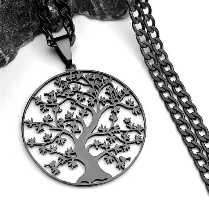 Pendentif symbole de la Nature arbre de vie, en acier inoxydable, couleur or/argent, bijoux pour femmes et hommes, collier à la mode, Bracelet, accessoires