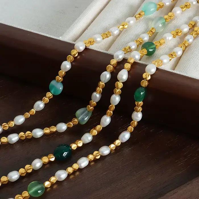 Collier de perles d'eau douce mélangées en pierre naturelle multicolore pour femmes