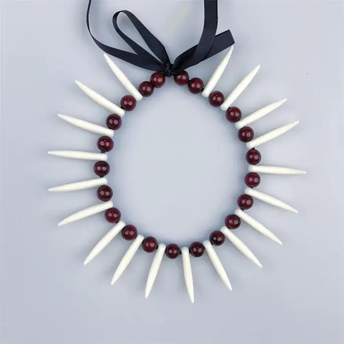 Collier Samoan Marron Ula Nifo Ula Lei, Tenue de Spectacles Culturels Esésiens, Hawaii, Fidji, Événements Festifs, Faux Sangliers, Républiques, 14 Pouces