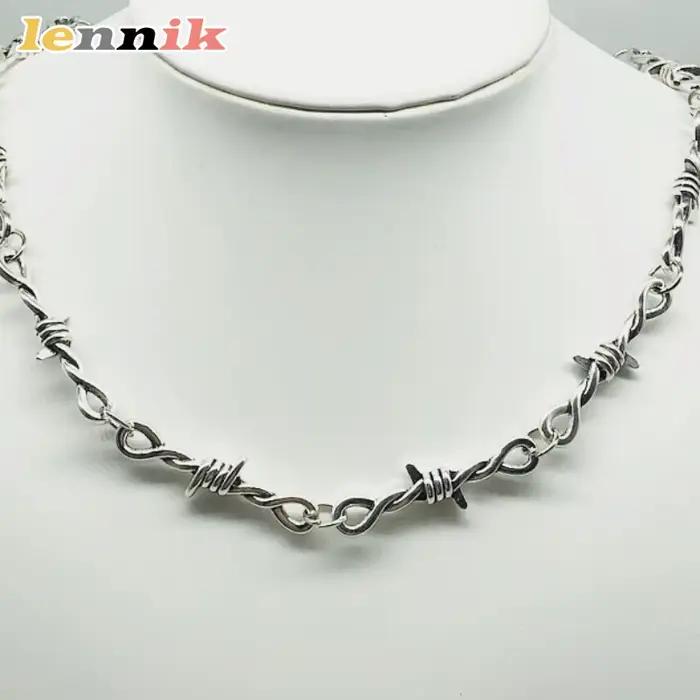 Bijoux LENNIK, collier chaîne en fil barbelé de style gothique punk hip-hop