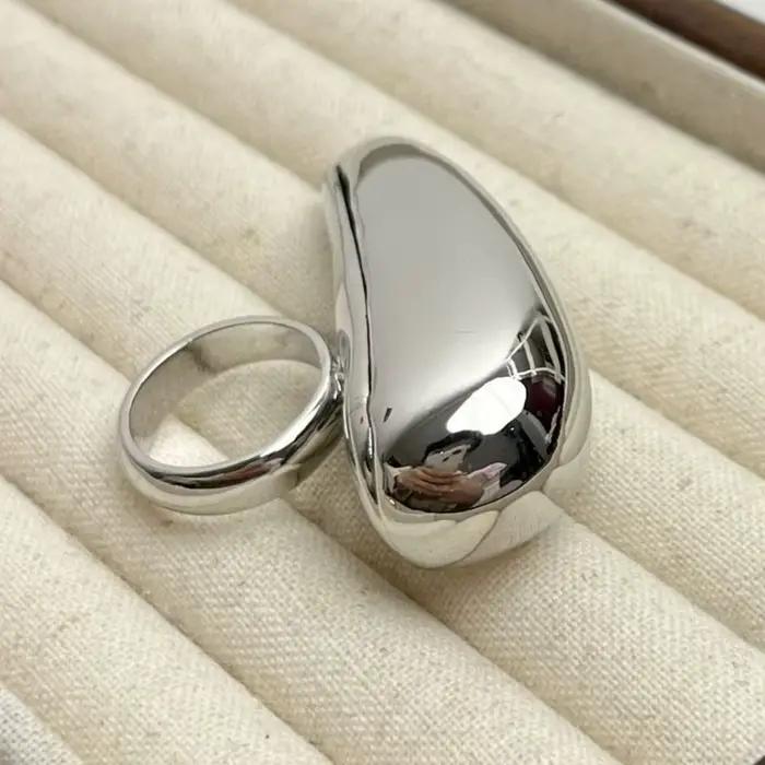 Bague simple en forme de larme exagérée, punk géométrique, grande bague goutte d'eau, vintage, luxe,