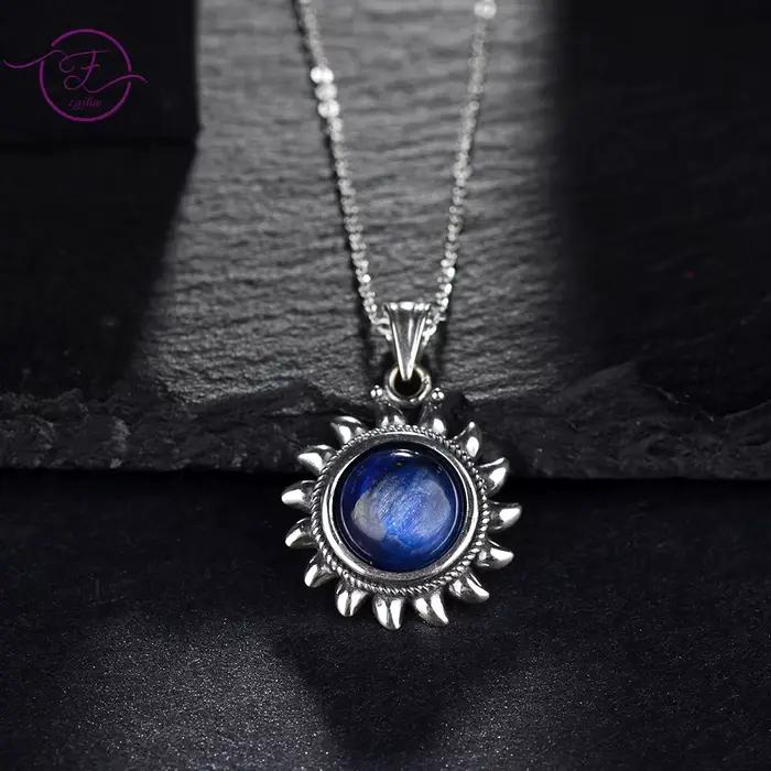 Collier en argent S925 avec Kyanite naturelle pour femmes