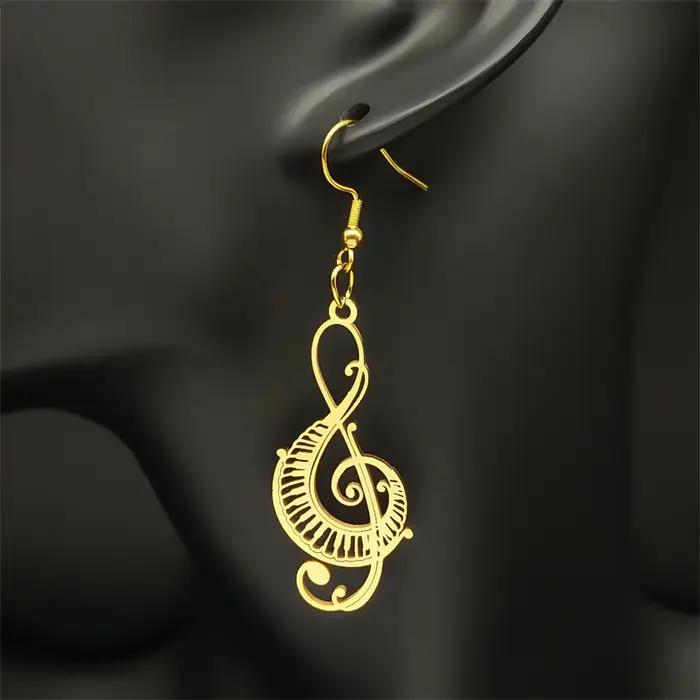 Boucles d'Oreilles en Acier Inoxydable, Notes Musicales pour Femme, Occasions Spéciales, Design Unique, Audace Moderne, Durabilité, Convient pour Tous Les Soirs