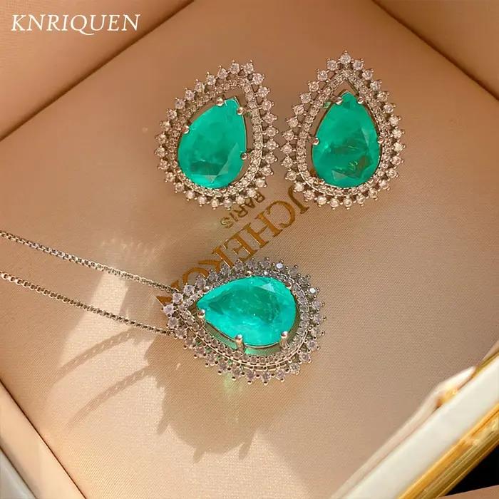 Paraiba Tourmaline Gemstone Lab Diamond Pendentif pour femme