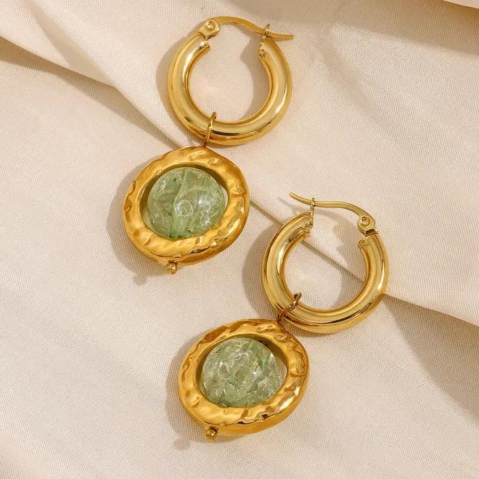 E.B.belle – boucles d'oreilles rondes créatives de couleur verte