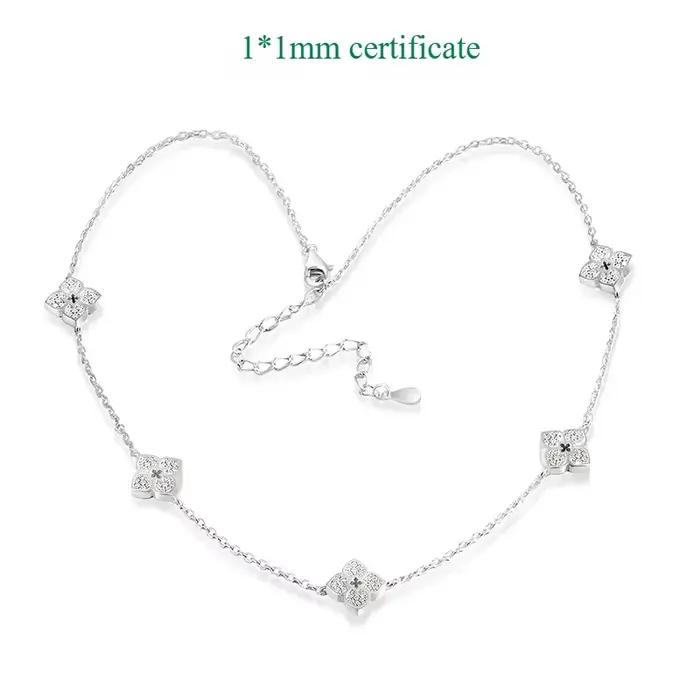 Smyoue – collier ras du cou en Moissanite plaqué fleur 18 carats pour femmes et filles, chaîne de co