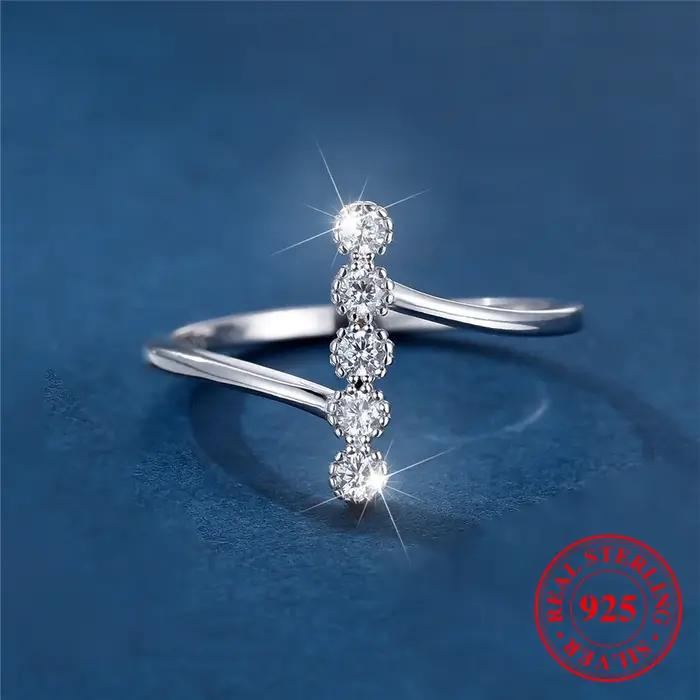 Bague de fiançailles ronde en argent regardé 925 véritable pour femme, bijoux de mariage vintage pou