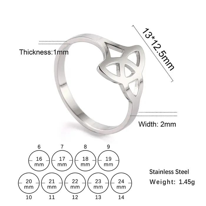 Bague à nœud irlandais de sorcière pour femmes, en acier inoxydable, celtique, creux, nouveau amulet