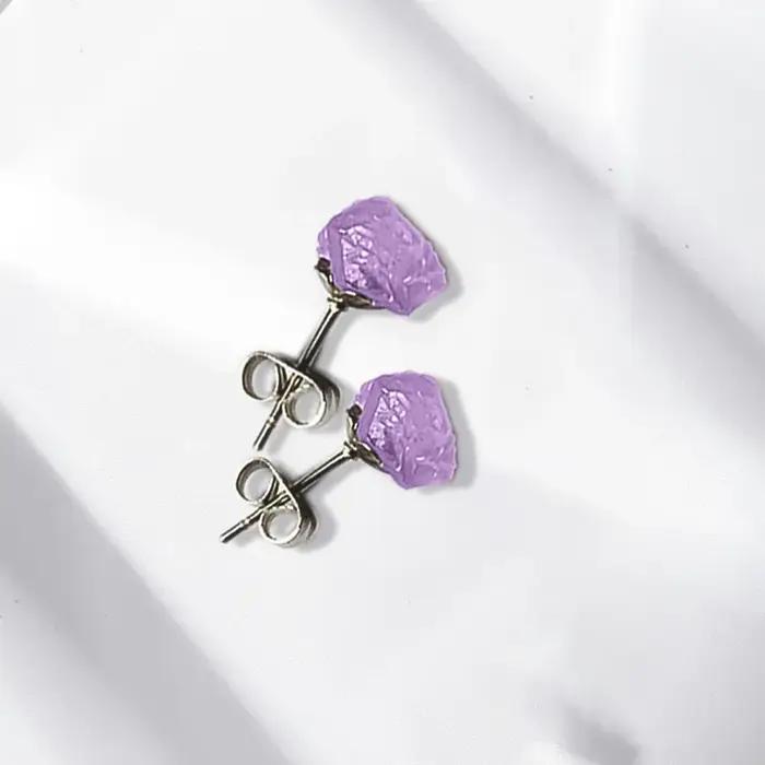 Boucles d'oreilles en pierre naturelle améthyste pour femmes
