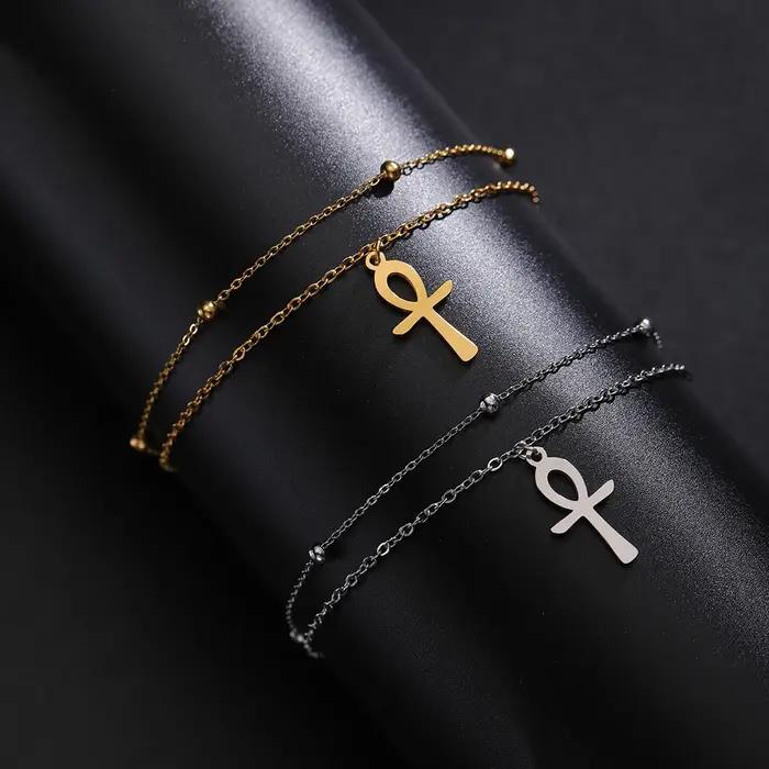 Dawapara Ankh croix Bracelet de cheville religieux égyptien clé de vie