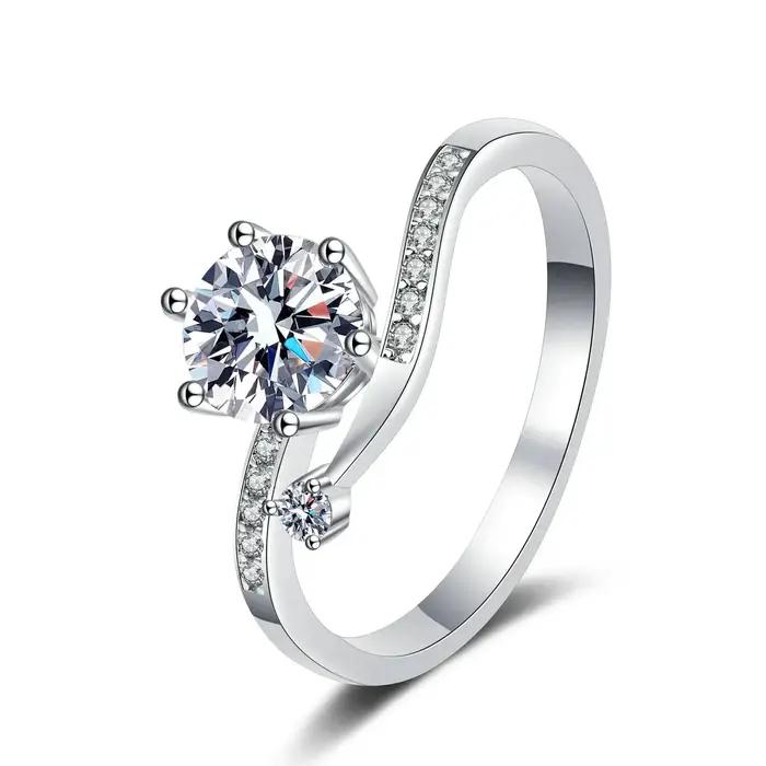 Bague en argent S925 Moissanite véritable pour femme