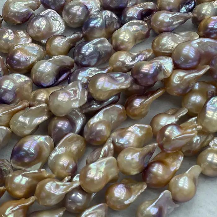 Collier de perles baroques d'eau douce violettes grand format pour femmes occasions spéciales artisanat bijoux