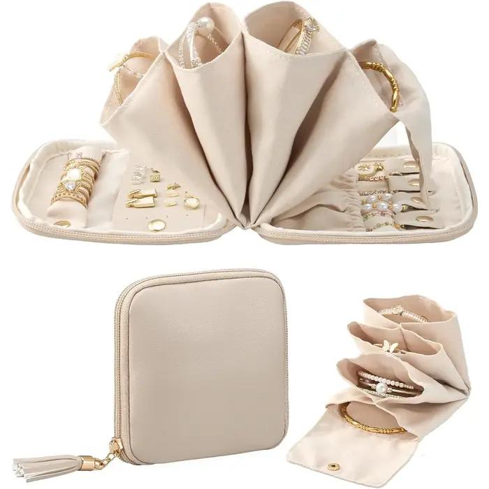 Étui de voyage pour bijoux, petite pochette à bijoux avec compartiments pour le rangement, idéal pou