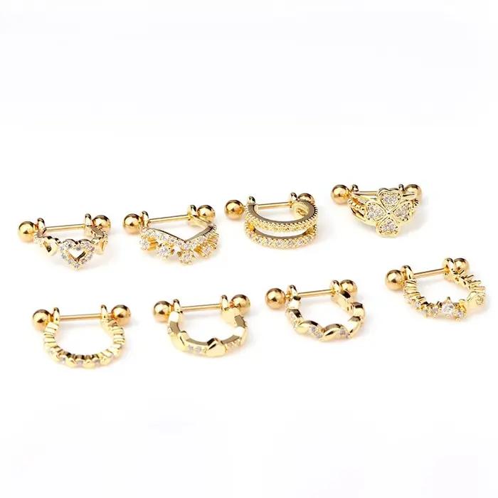 Boucles d'oreilles créoles en acier inoxydable avec zircon cubique dorées argentées pour femmes et jeunes filles pour toutes occasions spéciales