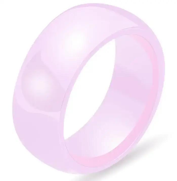 Bague en céramique rose/blanc/noir lisse pour femmes