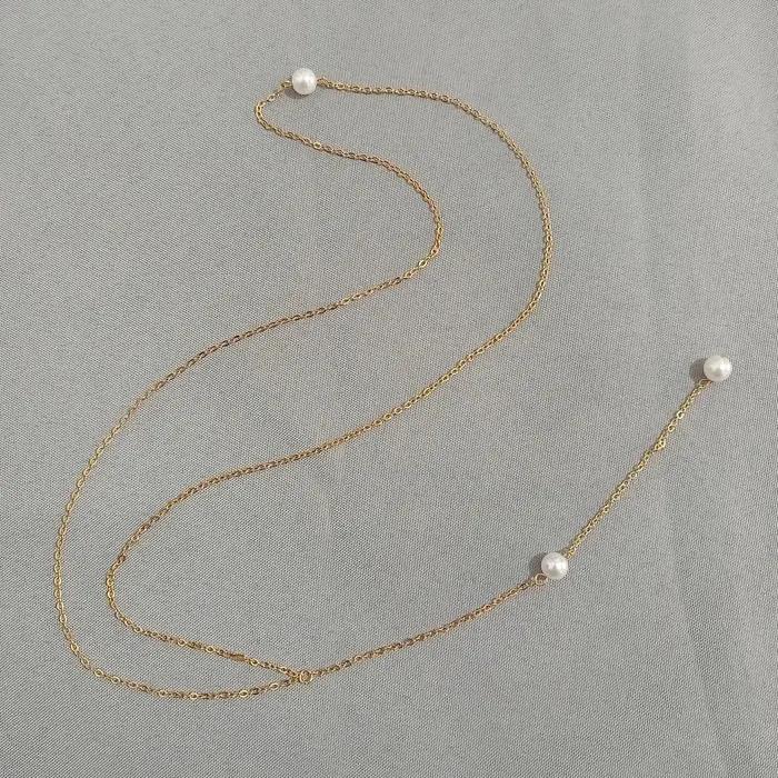 Collier long à pampilles de perles tendance pour femme