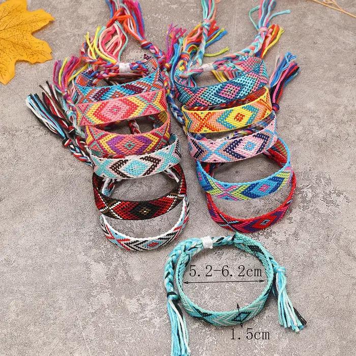 Bracelet bohémien Simple et coloré à franges népalaises pour femmes