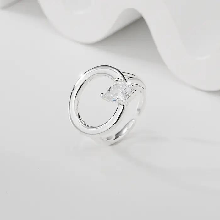 Bagues ajustables pour femmes en argent sterling 925 - Bague ouverte avec CZ étincelant