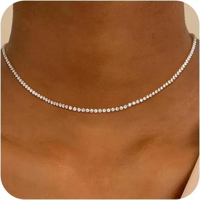 Collier Tennis pour Femme Plaqué Or 14K/Argent