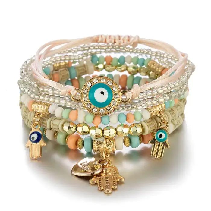 Ensemble de bracelets bohème mauvais œil pour femmes