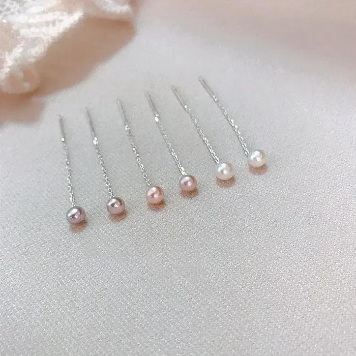JOLong-Boucles d'oreilles perle en argent regardé 925 pour femme