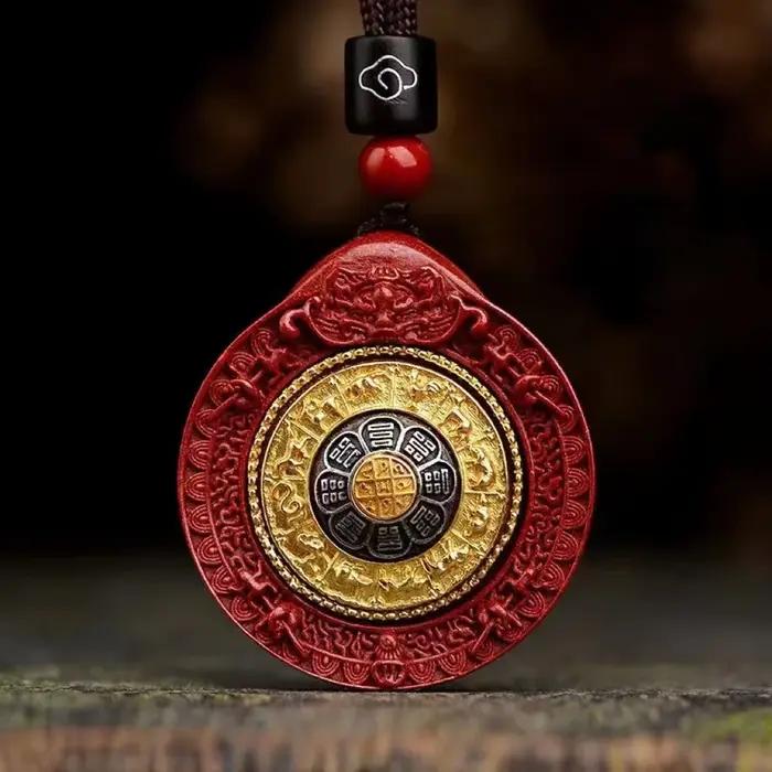 Collier pendentif trigrammes de sable napvermillon naturel pour hommes et femmes
