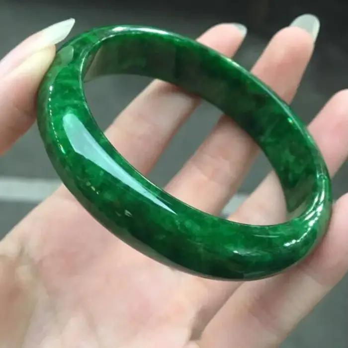 Bracelet en jadéite sèche émeraude, bracelet de diversification naturel du Myanmar, bijoux fins
