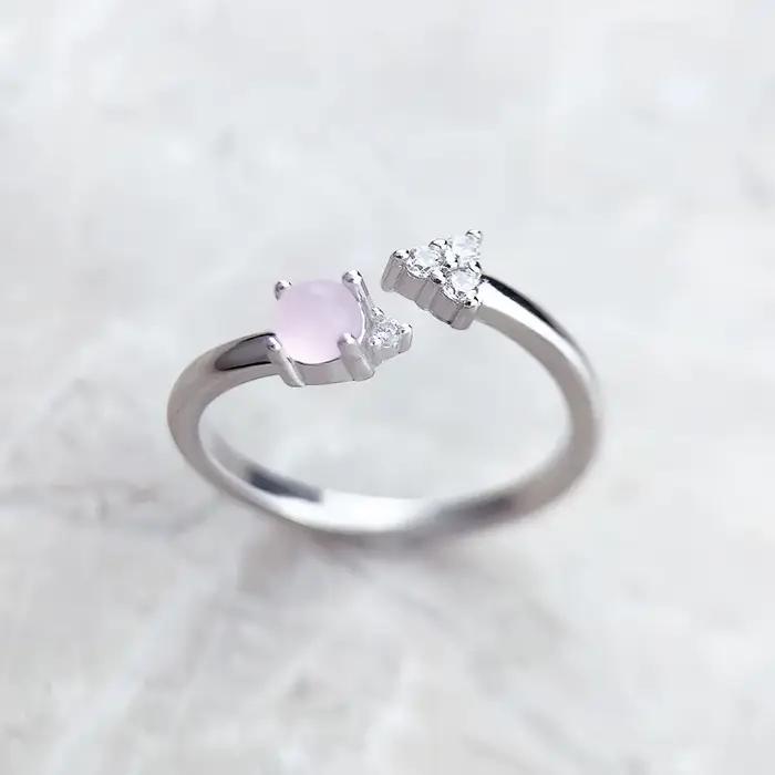 Bague flèche pierre de couleur opale scintillante rose Europe bijoux fins pour les femmes cadeau romantique d'été en argent Sterling 925