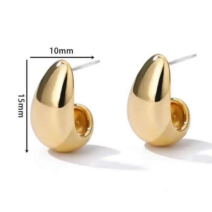 DOTEFFIL Vintage gros dôme boucles d'oreilles pour femmes or 925 argent épais larme boucle d'oreille saint valentin bijoux de mariage cadeau