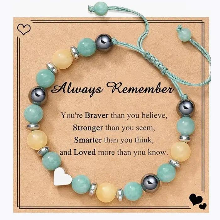 Bracelets en pierre naturelle RUIYI avec carte de citation pour adolescentes cadeau mode femmes occasions spéciales
