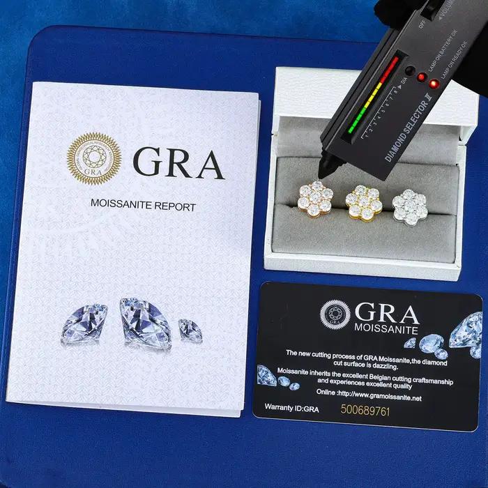 ICEBLING Promotion Boucles d'oreilles clous en argent sterling 925 avec moissanite VVS motif floral, cadeau de luxe, test diamant réussi, bijoux pour femme