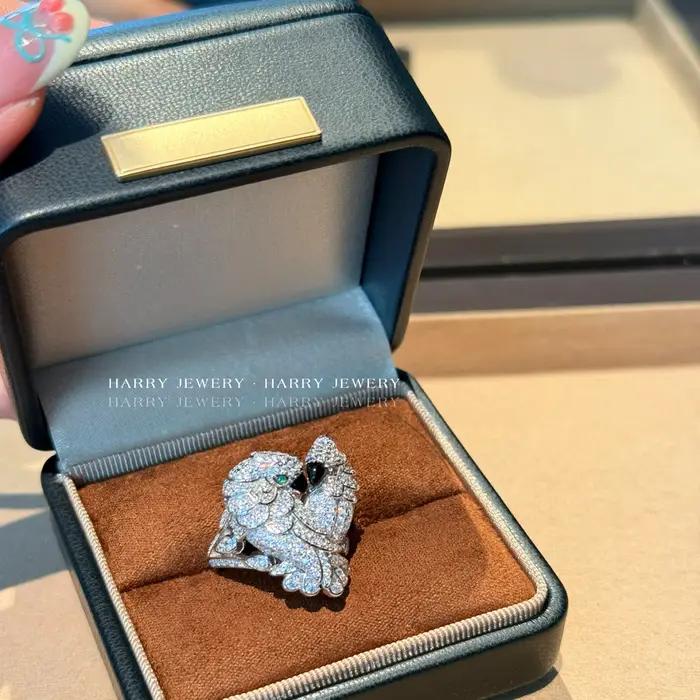 Bague en argent sterling 925 « Haute Joaillerie » motif perroquet