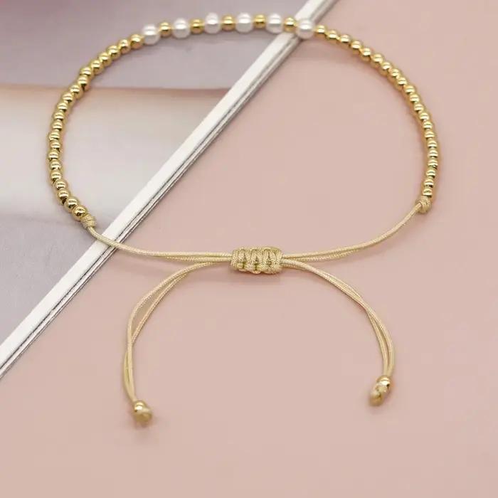 Go2boho-Bracelet de Perles Dorées pour Femme