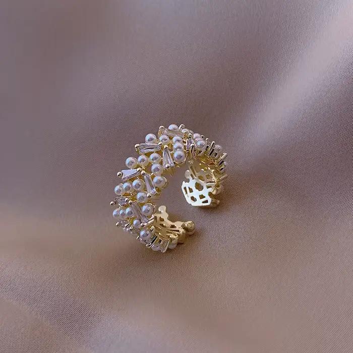 Bagues couleur or en Zircon pour femmes, haute qualité, nouvelle mode coréenne, bijoux de luxe, fête