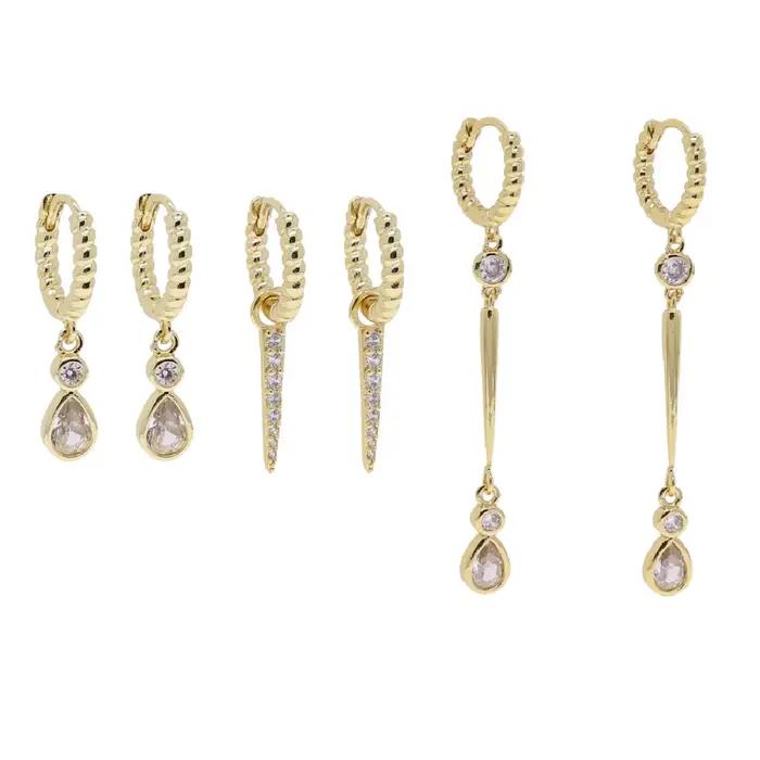 Boucles d'Oreilles Pendantes Zircone Cubique Géométrique pour Femmes Occasions Spéciales Mode Princesse