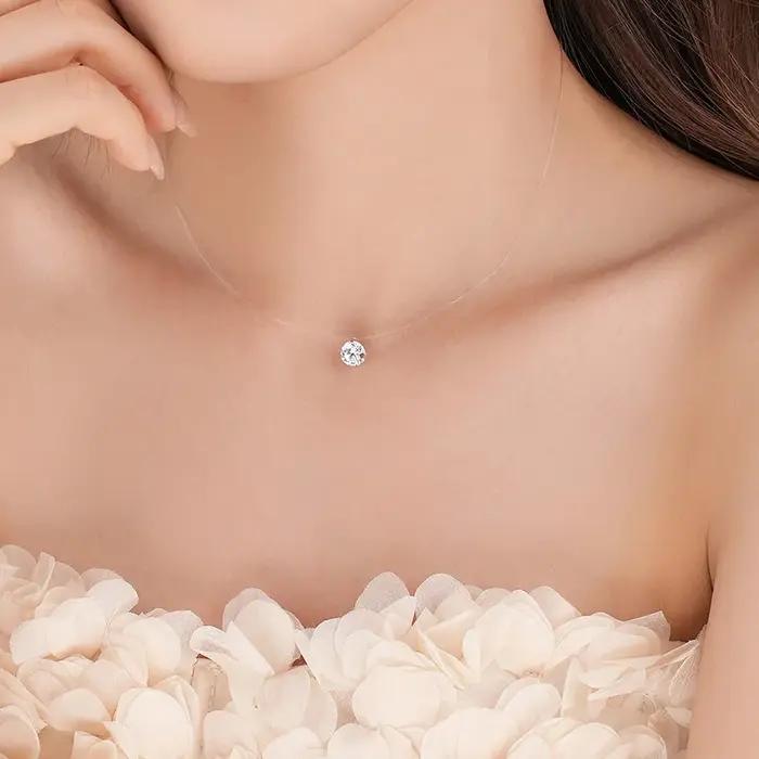 D VVS1 – collier avec pendentif Moissanite 2 carats pour femmes