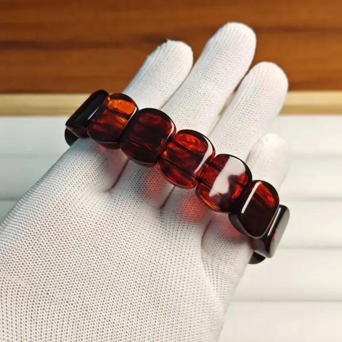 Bracelet en ambre rouge naturel bracelet de perles de guérison bijou fin pour hommes et femmes cadeau d'occasion spéciale