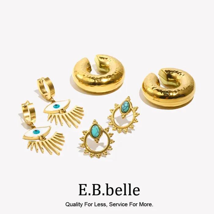 Boucles d'Oreilles promenales en Résine Bleu Turquoise en Forme d'Éventail