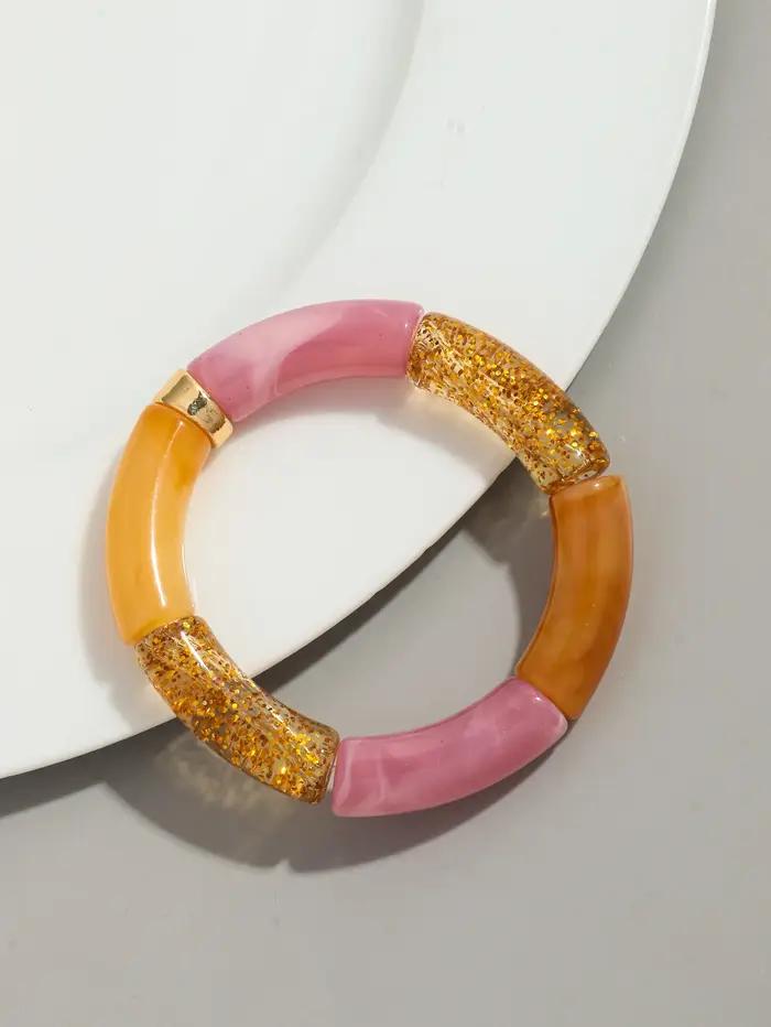 Bohomia nouveau acrylique gros bambou empilable Bracelet pour femmes Boho élastique coloré Tube perles Bracelets 2025 bijoux de mode