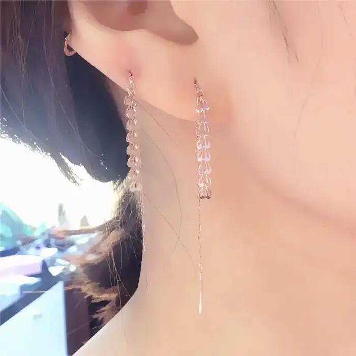 Boucles d'oreilles à pampilles géométriques plaquées or rose pour femmes, style ethnique, bijoux fins, mode originale, parfait pour les soirées formelles et les événements de prestige