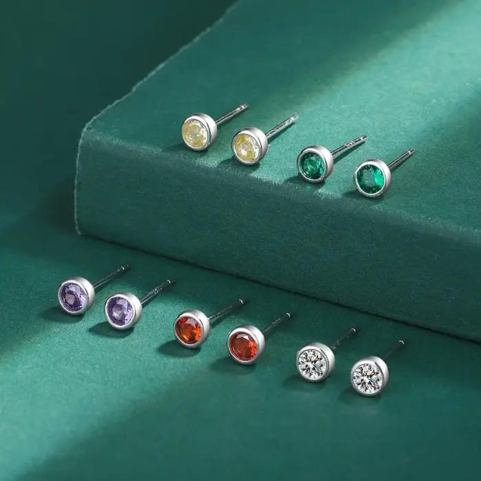 Boucles d'Oreilles Rondes en Diamant pour Femme