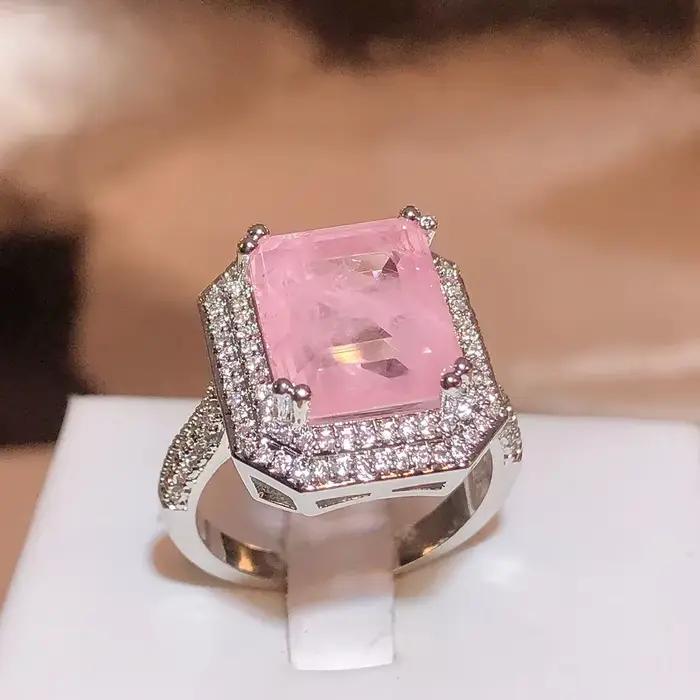 Bague Paraiba en Zircon rose/bleu/vert de haute qualité pour femmes