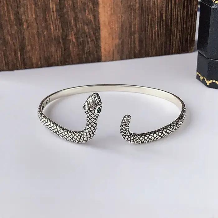 Bracelet en métal 100% argent Sterling 925 massif pour femmes, Vintage, fait à la main, Simple, rétr
